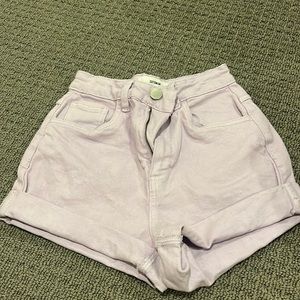purple jean shorts